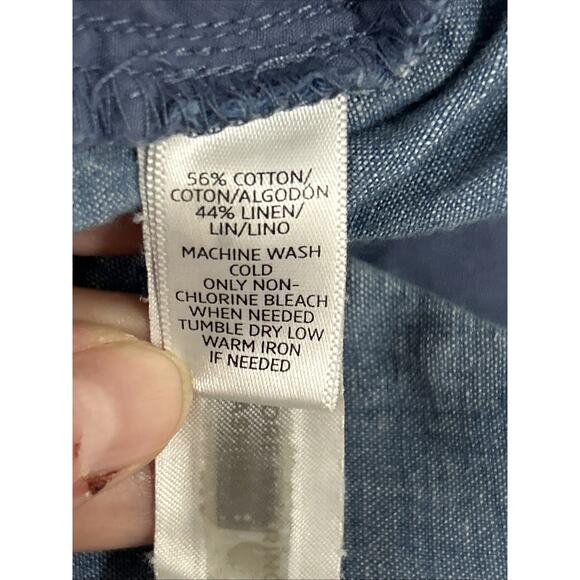 Ann Taylor LOFT Chambray Linen Shorts Women's 6 Blue Mid Rise - Picture 6 of 6